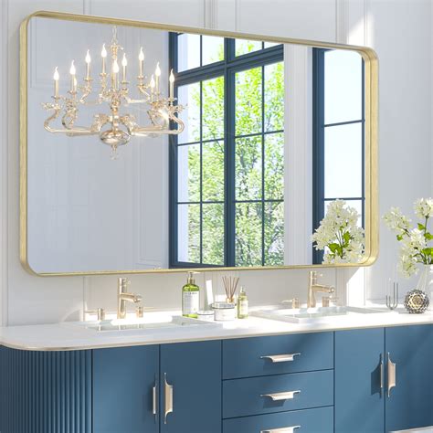 gold frame mirror for bathroom|bathroom vanity mirrors brushed gold.